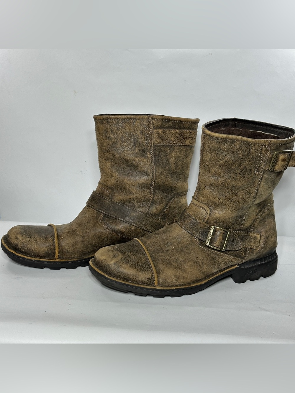 YGG Rockville II Men’s Size 13 Distressed Brown Leather Moto Biker Boots 3043